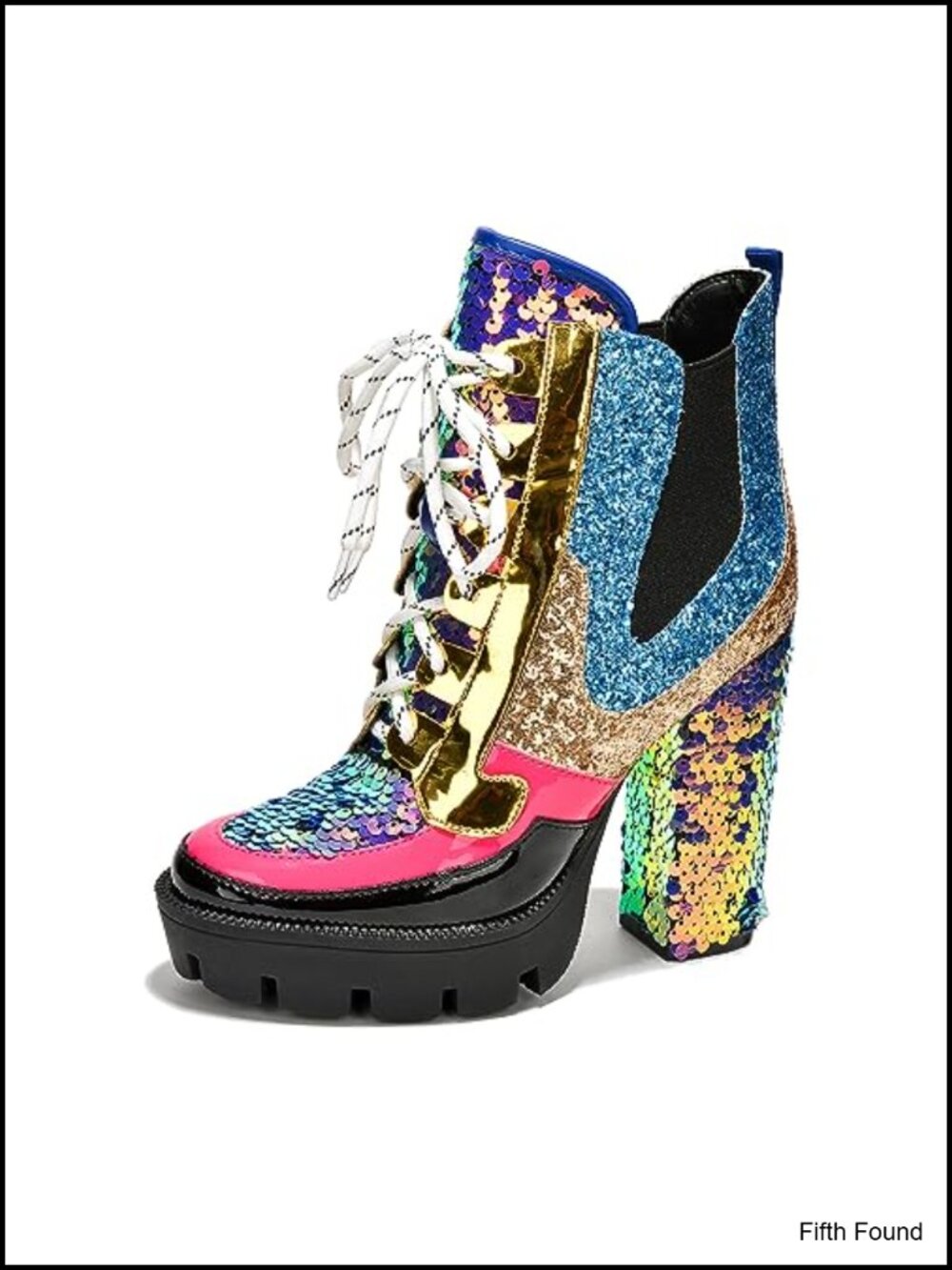 Rhinestone Western Ankle Booties Pointed Toe Block Heel Lace-Up Party